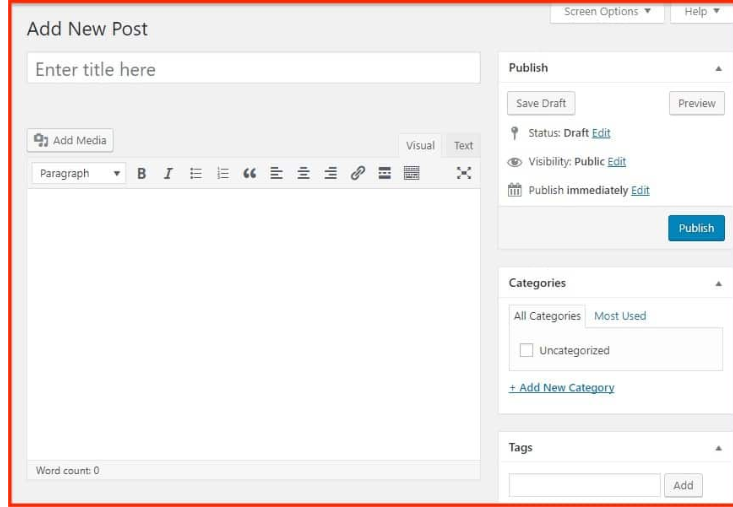 classic interface add a new post in WordPress using the Gutenberg editor
