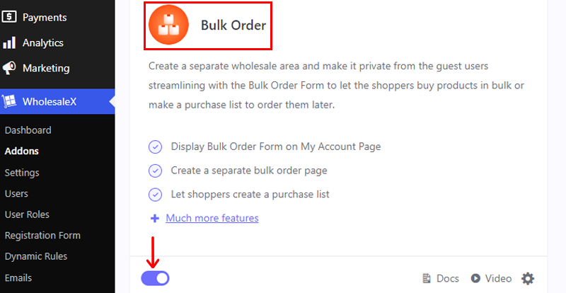 go to bulk order and enable the addon