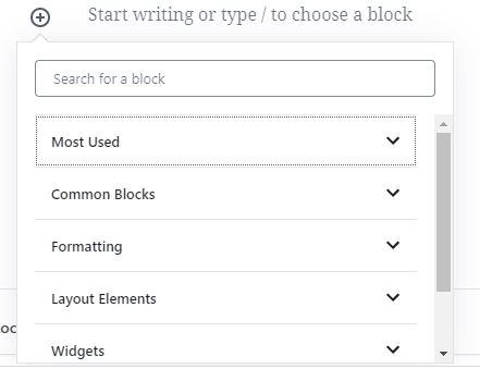 Blocks add a new post in WordPress using the Gutenberg editor