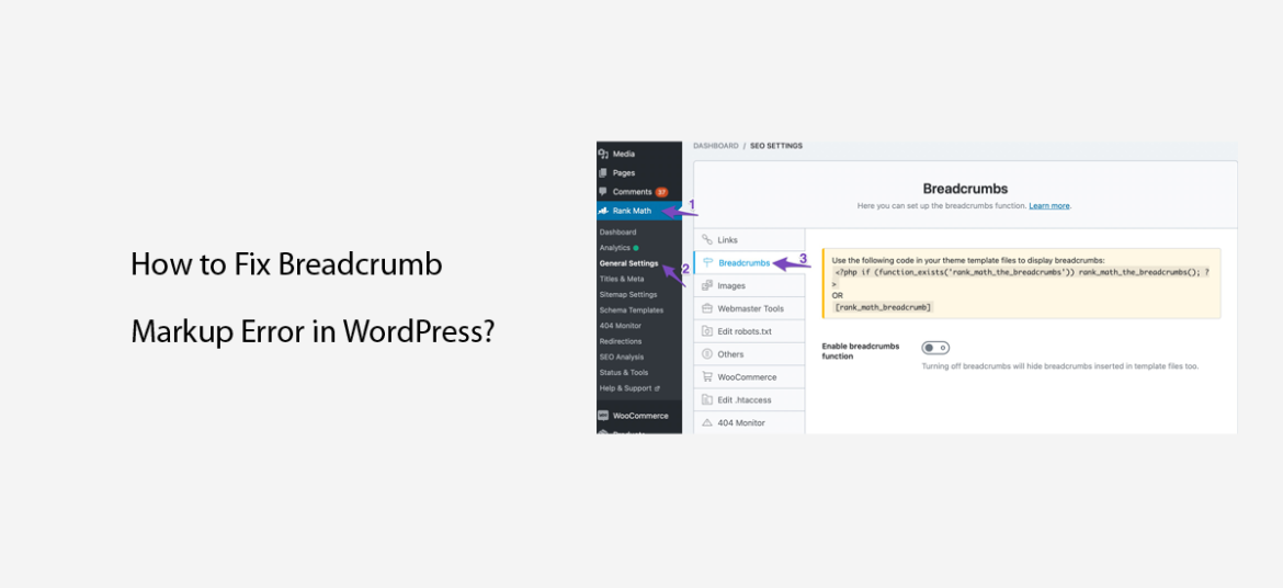 how to fix breadcrumb markup in WordPress