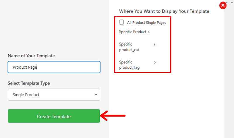 Create Template after Filling in the Details