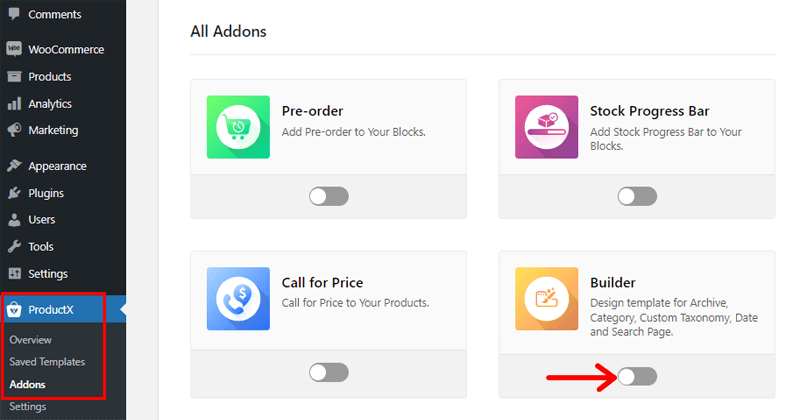 Enable Builder Addon