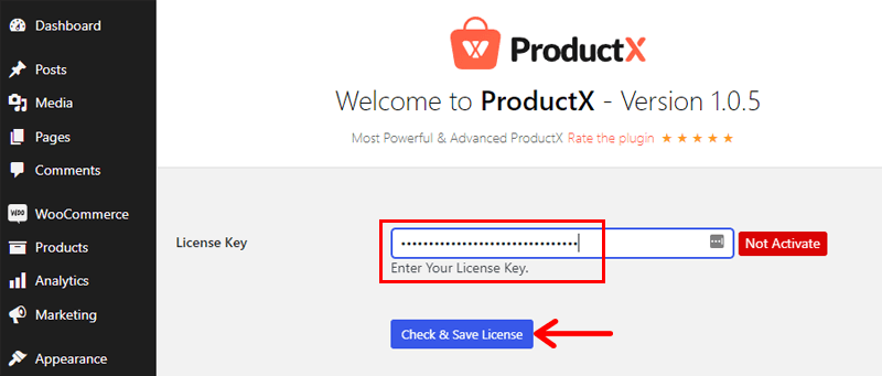 Entering the License Key