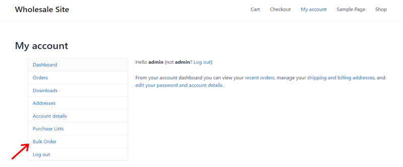 example of bulk order featured enable on website