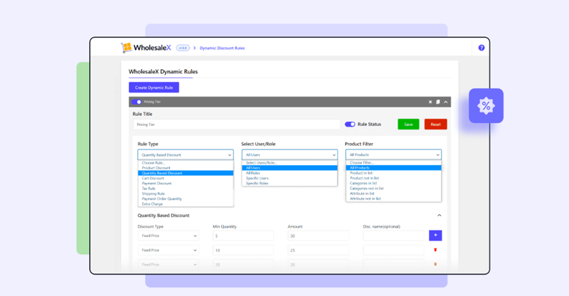 wholesalex dynamic rule features