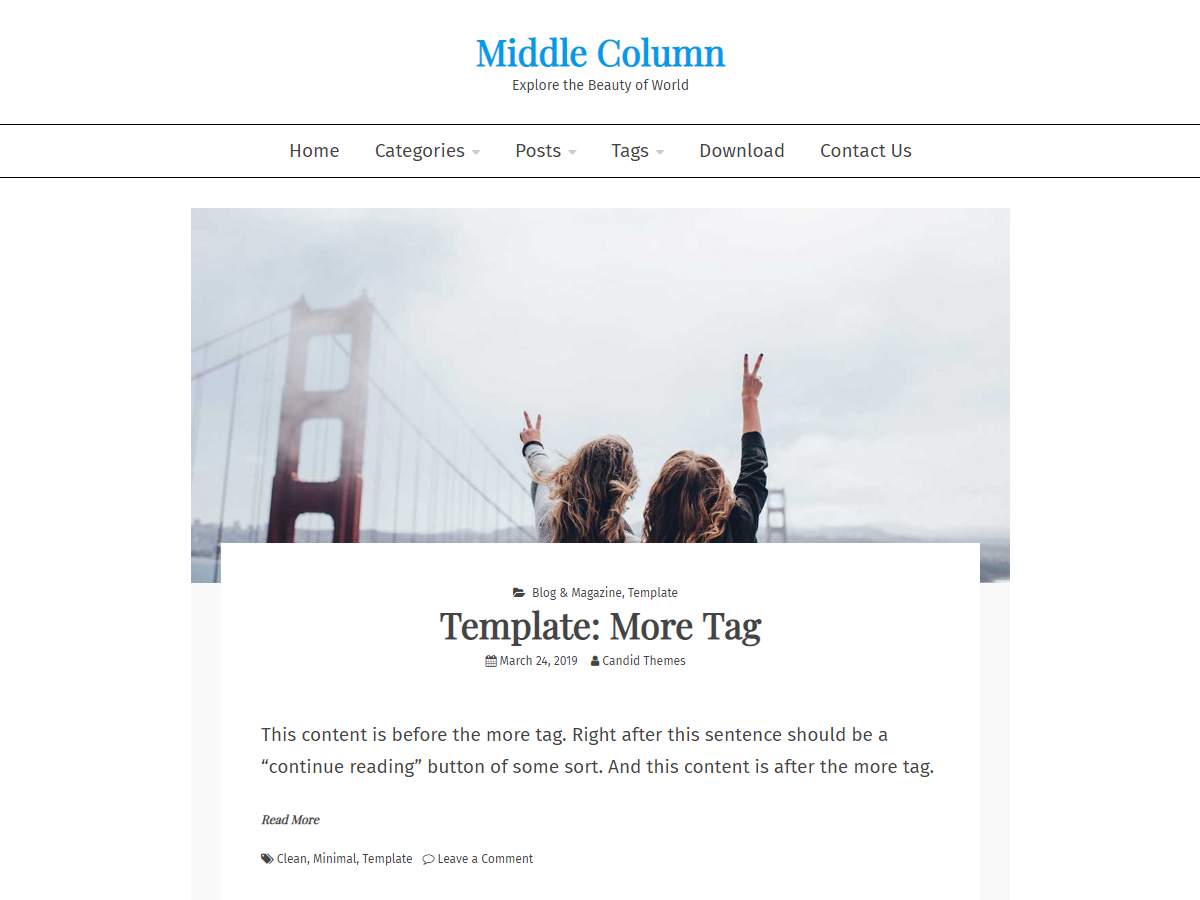 Ocius – Free WordPress Theme Middle Column 