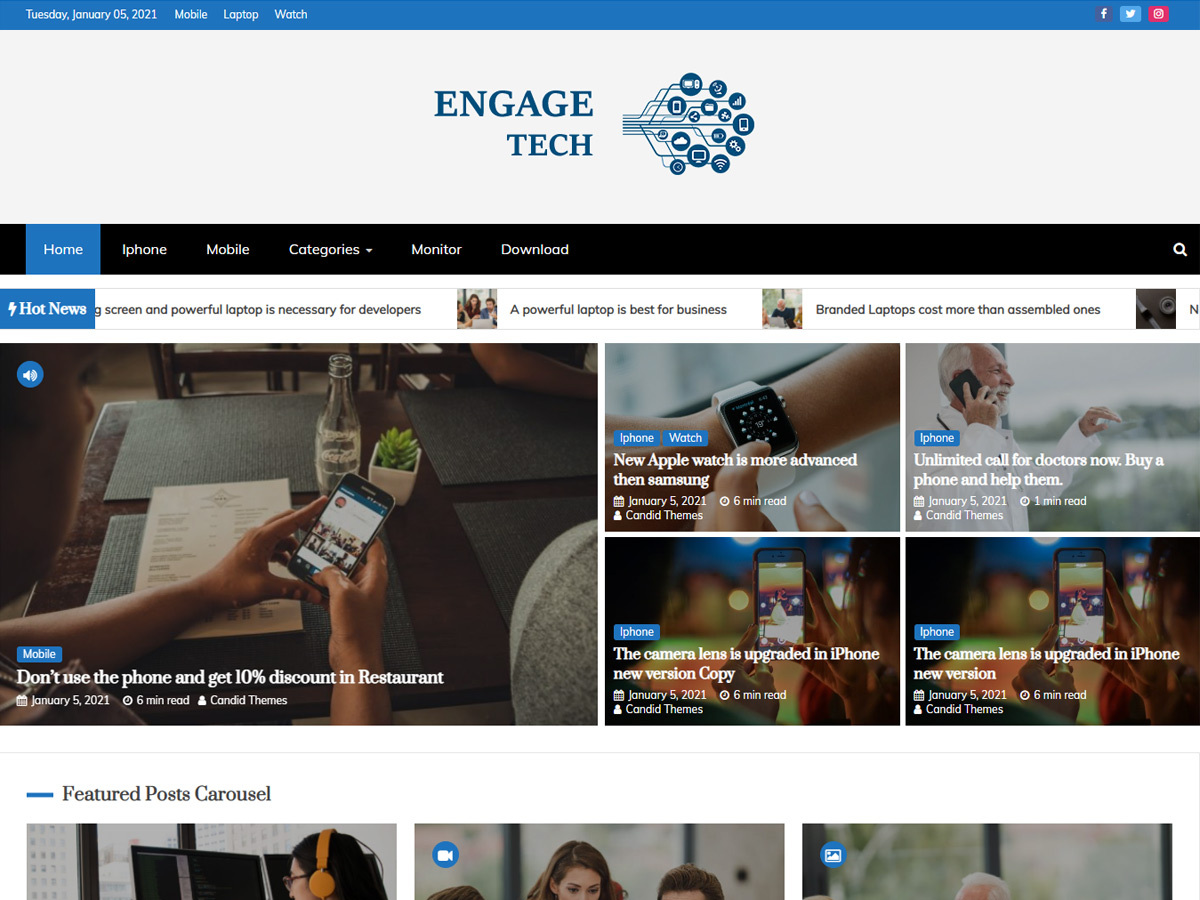 Engage News- Free Magazine Theme Tech Demo