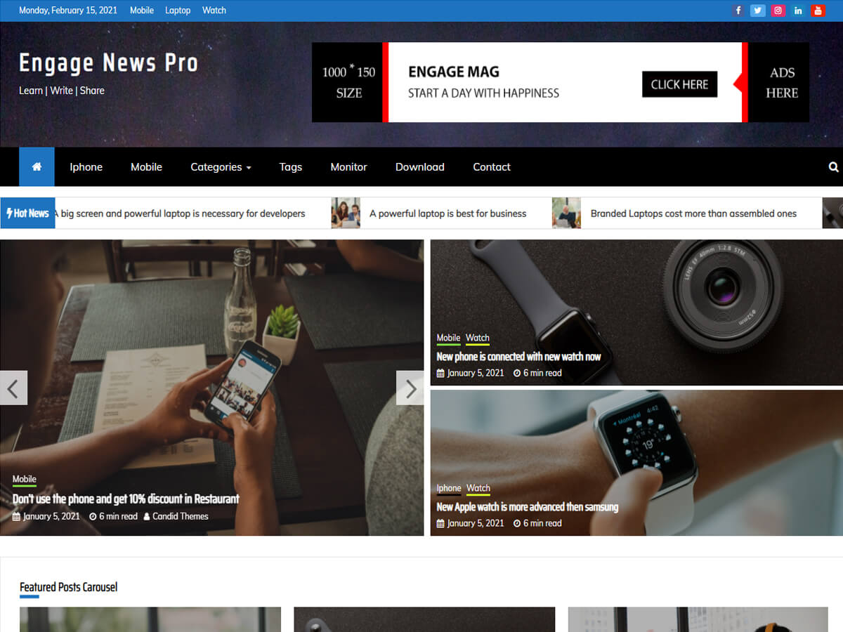 Engage News Pro – Premium Magazine Theme Main Demo