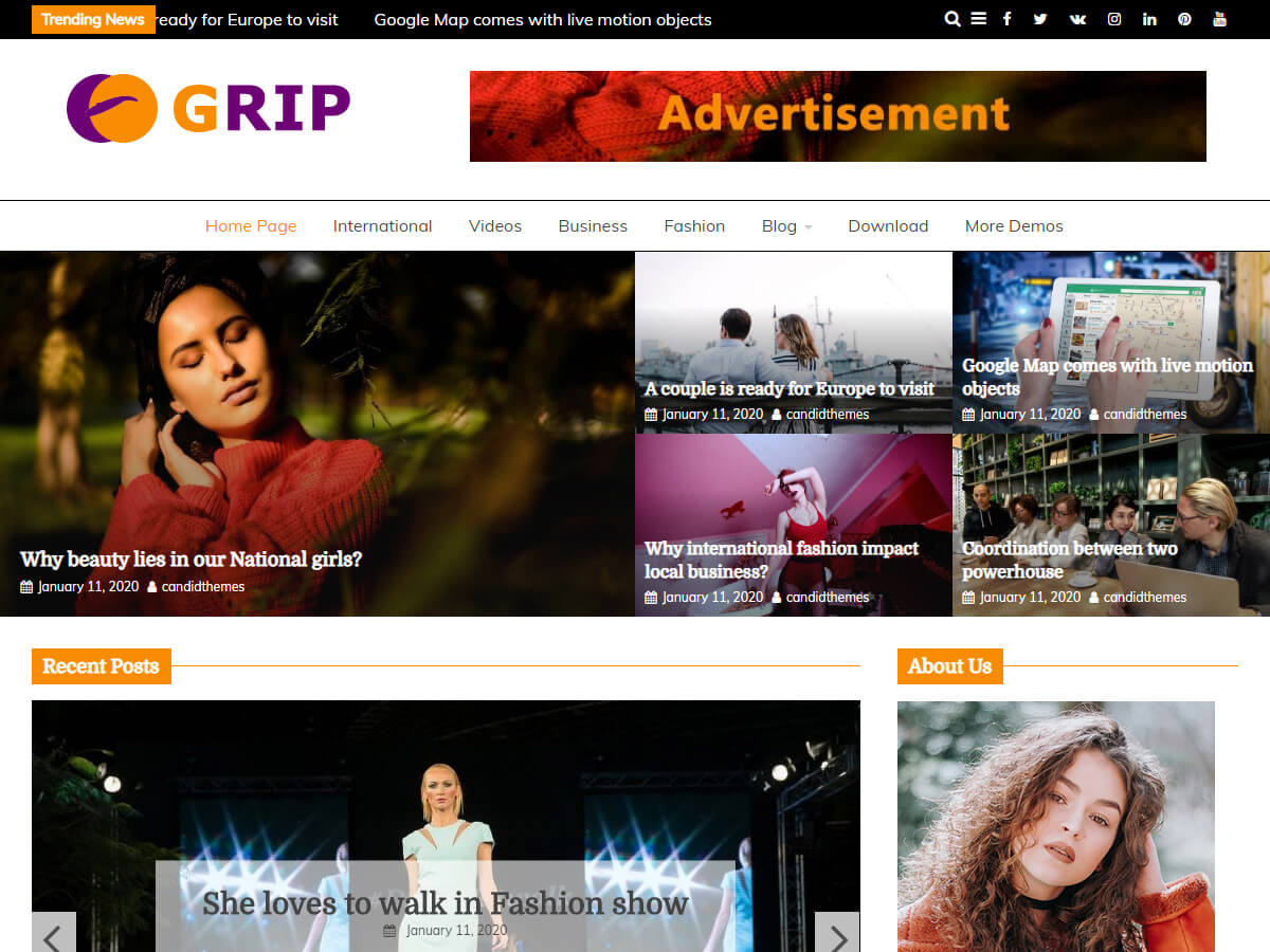 Grip Pro – Premium Magazine WordPress Theme Default Demo