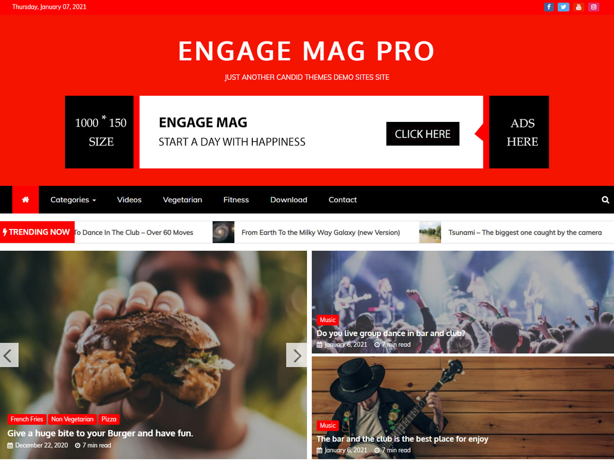 Engage Mag Pro – Premium WordPress Magazine Theme Food Demo