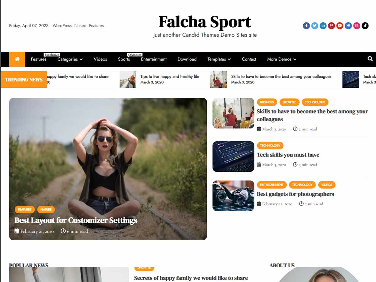 Falcha News – Gutenberg ready WordPress Theme Food Demo
